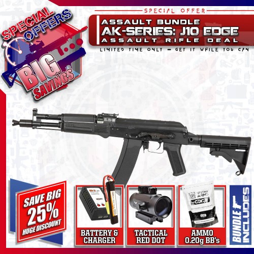 Specna Arms AK J-10 EDGE (BK), SAVE BIG with our ASSAULT BUNDLE DEALS